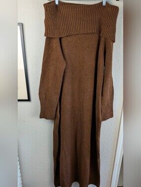 NWT Anthropologie Daily Practice Maxi Sweater Dress 2X Off The Shoulder Cozy